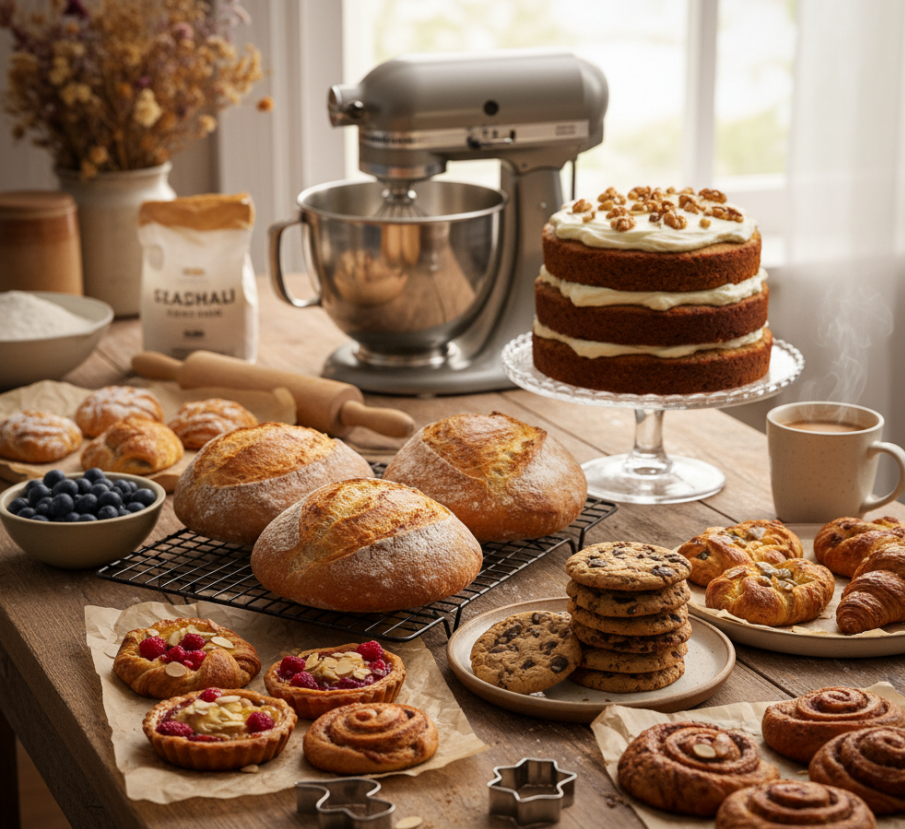 Baking products in the kitchen