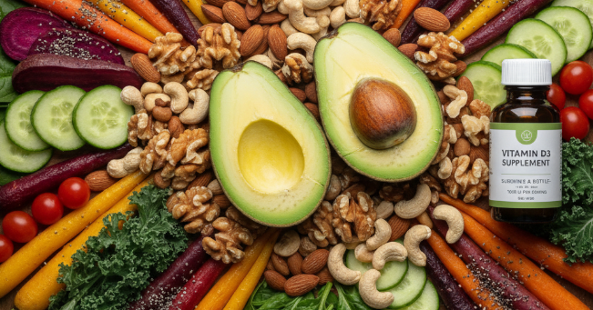 يتم امتصاص فيتامين د بشكل أفضل عند تناوله مع الأطعمة الغنية بالدهون الصحية.