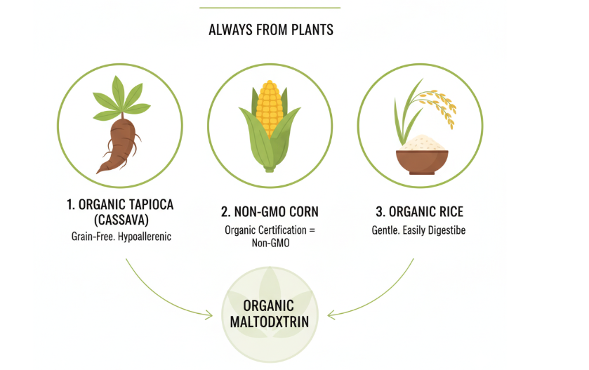 Sources courantes de maltodextrine biologique