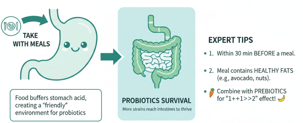 The best time to take probiotics.