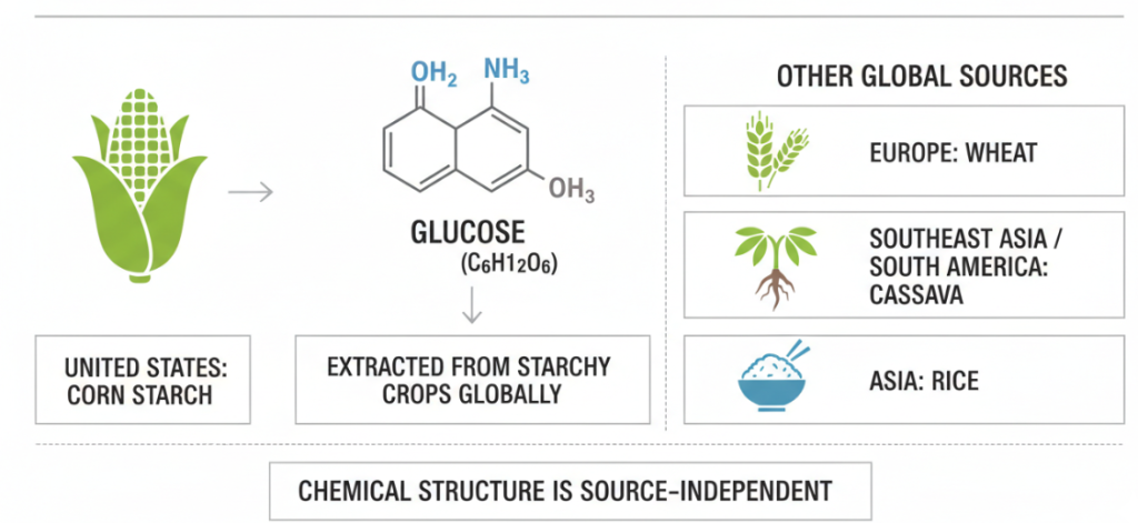 무수 포도당의 원료는 무엇인가요?