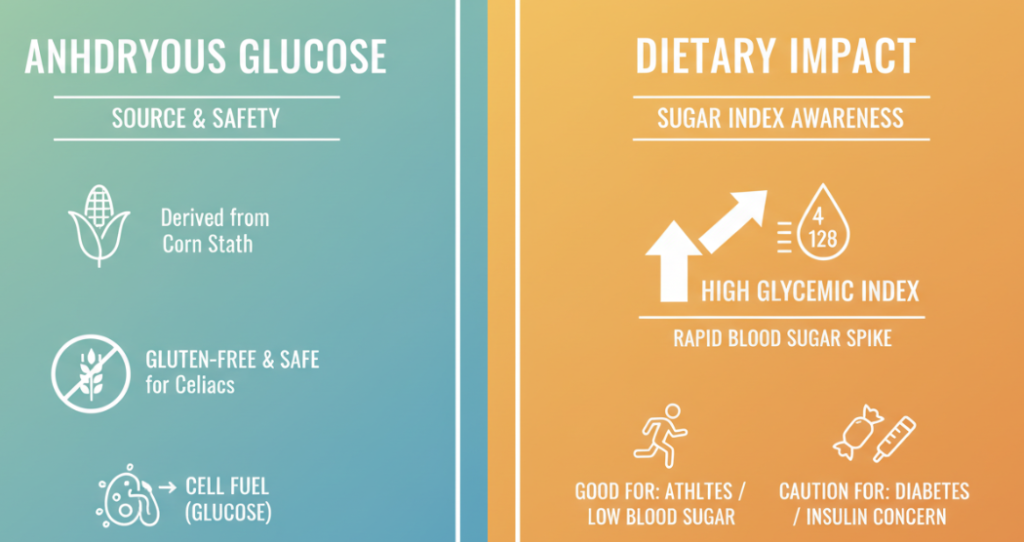 Safety and dietary considerations for anhydrous glucose