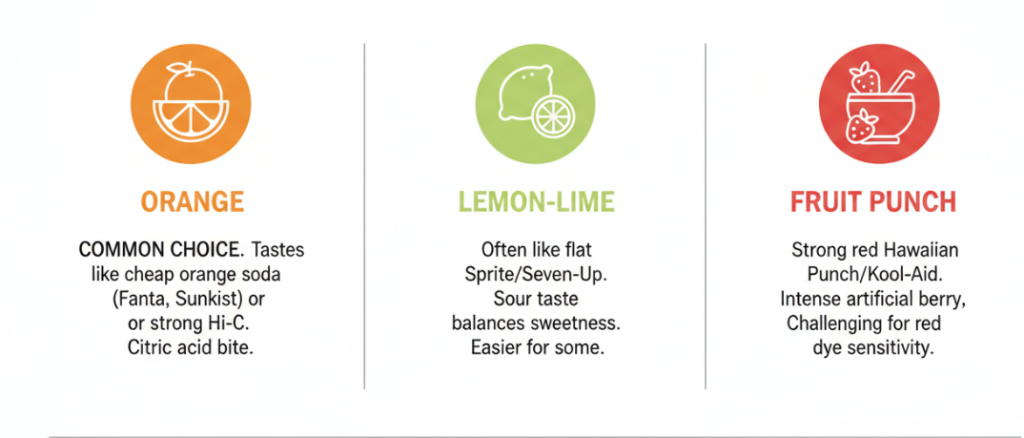 Varios sabores comunes de glucosa