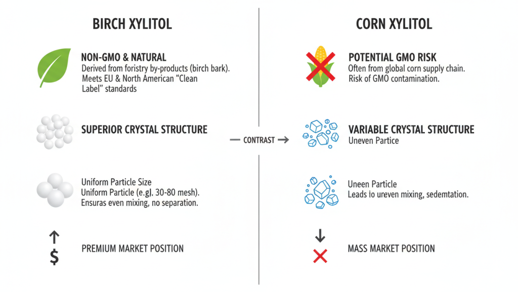 نقطة تباين مسحوق إكسيليتول البتولا
