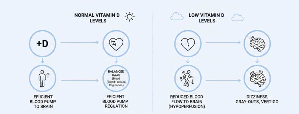 Der Zusammenhang zwischen Vitamin-D-Mangel und orthostatischer Hypotonie.