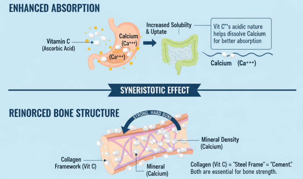 Synergistische Wirkung von Vitamin C und Kalzium