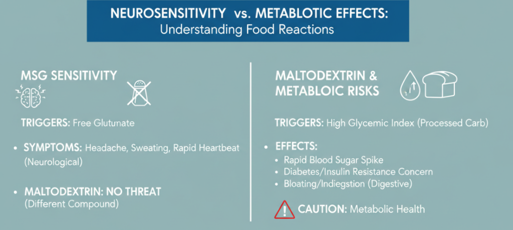 الفرق بين المالتوديكسترين والغلوتامات أحادية الصوديوم (MSG).
