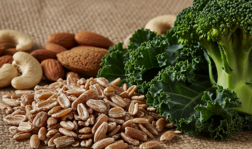 Primer plano de verduras con alto contenido en fibra