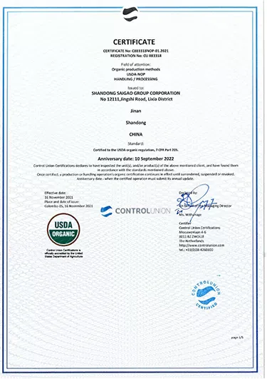 Certificazione biologica USDA